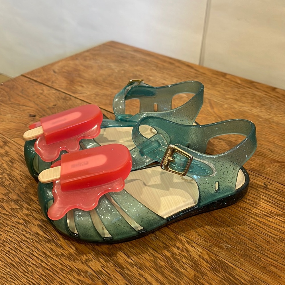 Mini Melissa glitter popsicle jelly sandals kids size 8